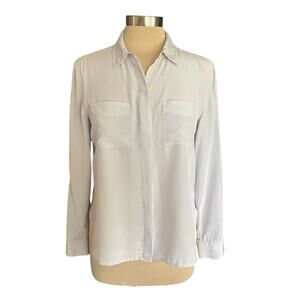 Ann Taylor Silk Light Taupe Button Down Blouse SMALL Work Wear Career Staple
